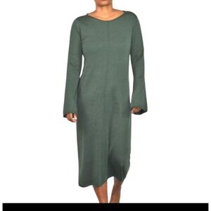 Dolan Left Coast Thea Sweater Dress Med Green Bell Sleeve Pullover Midi Sheath